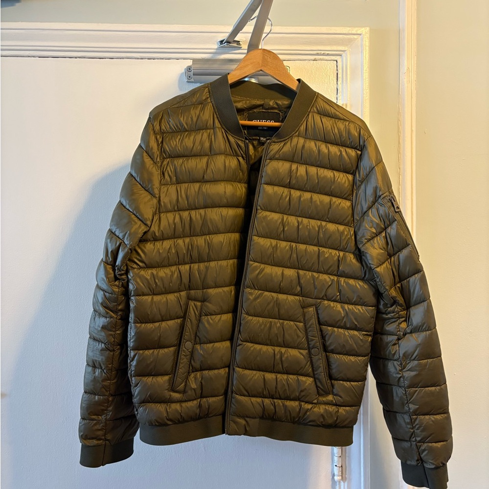 Guess Men's Olive Puffer Jacket